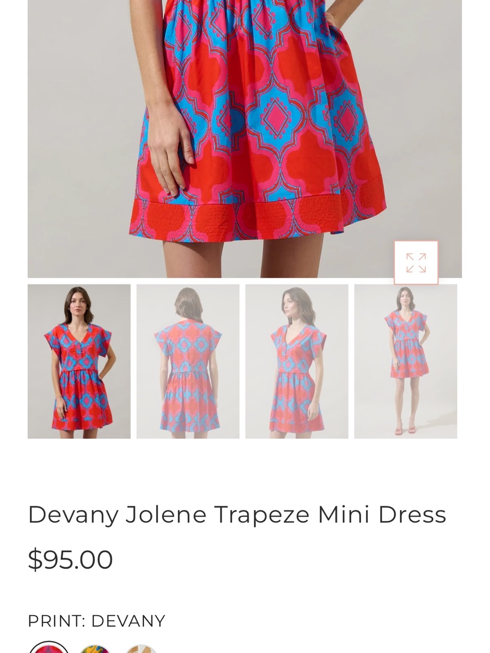 Sugarlips Devany Jolene Trapeze Mini Dress - Red & Blue